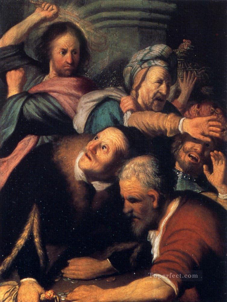 Cristo conduciendo a los cambistas del templo Rembrandt Pintura al óleo